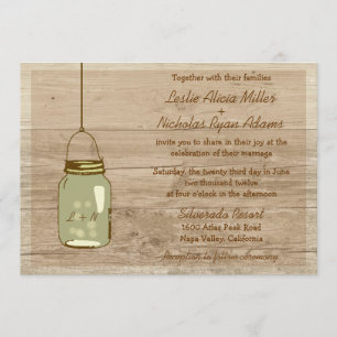 Bröllopsinbjudan från Land Wooden Rustic Mason Bur Inbjudningar
