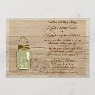 Bröllopsinbjudan från Land Wooden Rustic Mason Bur Inbjudningar