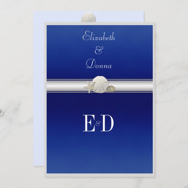 Bröllopsinbjudan från LesbiskStarfish Sand Dollar Inbjudningar (Fram/baksida)