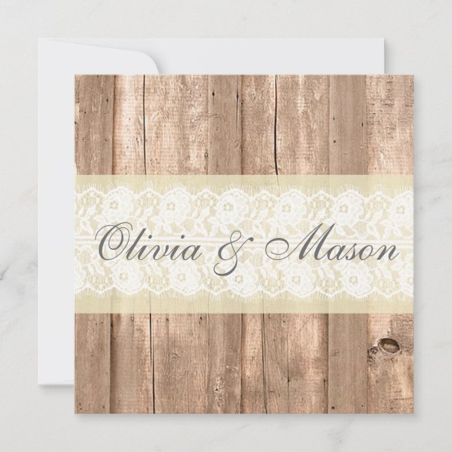 Bröllopsinbjudan från Shabby chic Rustic Cream Inbjudningar (Framsida)