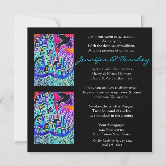 Bröllopsinbjudan - Fredsduva Ebony (fyrkantig) Inbjudningar (Framsida)