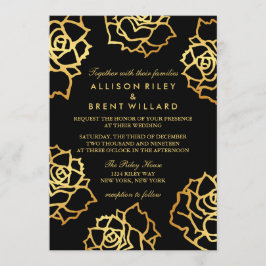 Bröllopsinbjudan Golden Ro - svart Inbjudningar