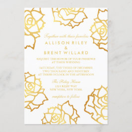 Bröllopsinbjudan Golden Ro - Vit Inbjudningar