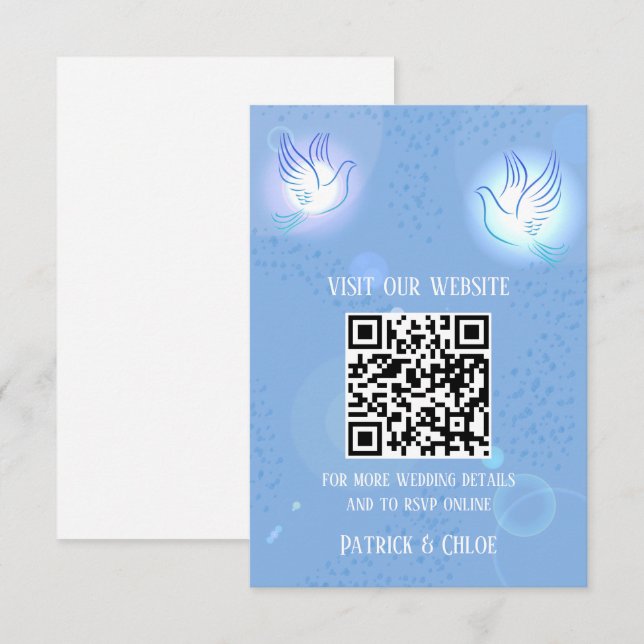 Bröllopsinbjudan gör blå belysning tilläggskort (Fram/baksida)