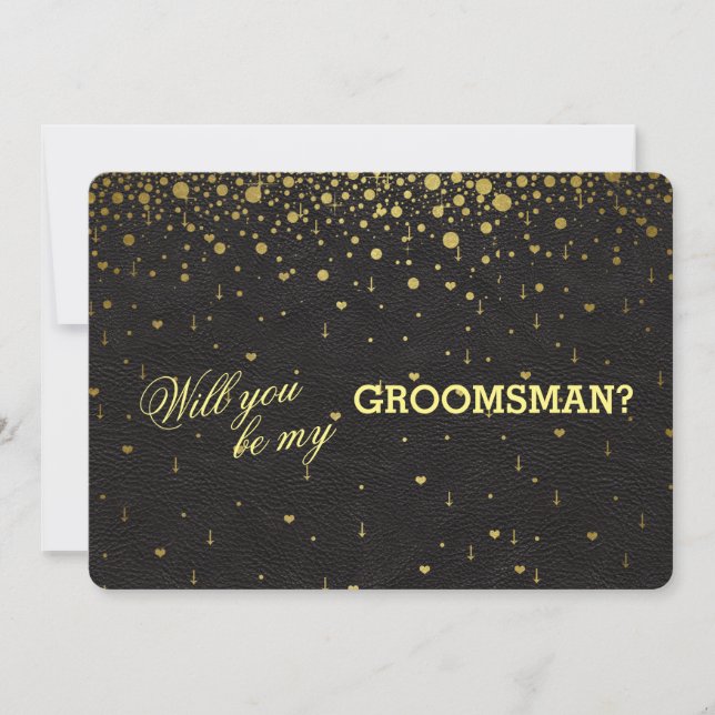 Bröllopsinbjudan Guld confetti GROOMSMAN Inbjudan (Framsida)