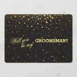 Bröllopsinbjudan Guld confetti GROOMSMAN Inbjudan