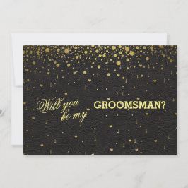 Bröllopsinbjudan Guld confetti GROOMSMAN Inbjudan