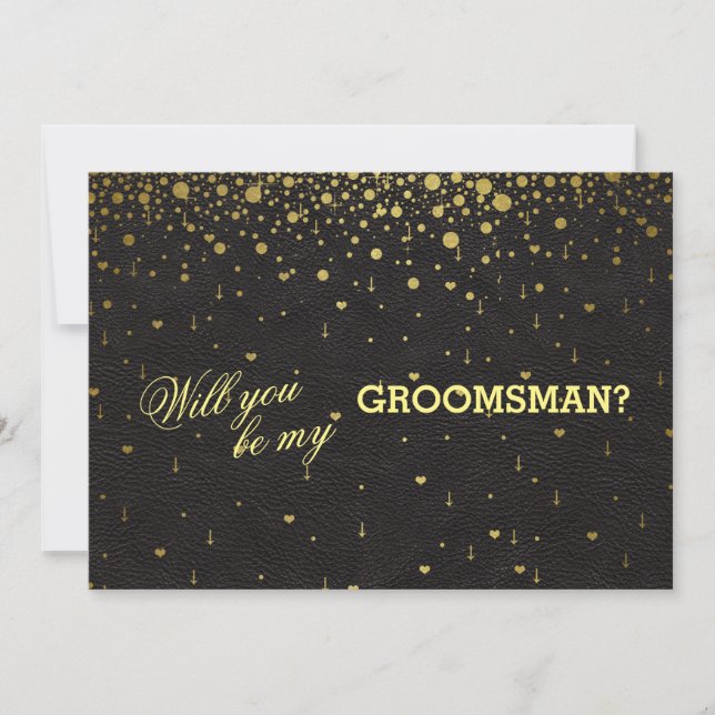 Bröllopsinbjudan Guld confetti GROOMSMAN Inbjudan (Framsida)