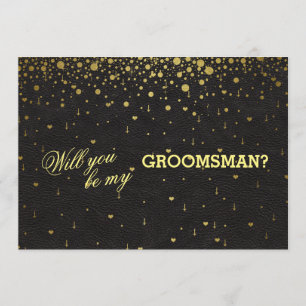Bröllopsinbjudan Guld confetti GROOMSMAN Inbjudan