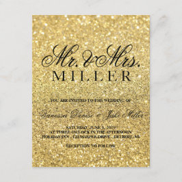 Bröllopsinbjudan - Guld Glam Inbjudningar