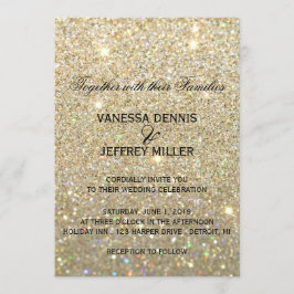Bröllopsinbjudan - Guld Glit Fab och två Inbjudningar