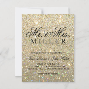 Bröllopsinbjudan - Guld Glitter Fab Inbjudningar