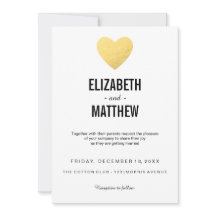 Bröllopsinbjudan | guld hjärta | inbjudan-kort