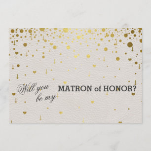 Bröllopsinbjudan Guldkonfetti Matron of Honor Inbjudningar