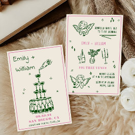 Bröllopsinbjudan hand plockade Champagne Torn Inbjudningar