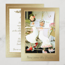 Bröllopsinbjudan Här kommer bruden