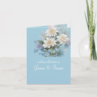 bröllopsinbjudan havsblå blomstergemenskap pastell inbjudan