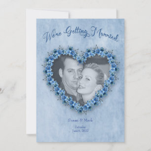 Bröllopsinbjudan Hjärtat i Blue Ro Photo Insert Inbjudningar