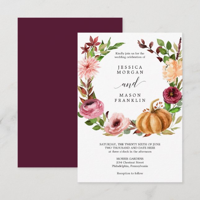 Bröllopsinbjudan hösten Bliss Inbjudningar (Fram/baksida)