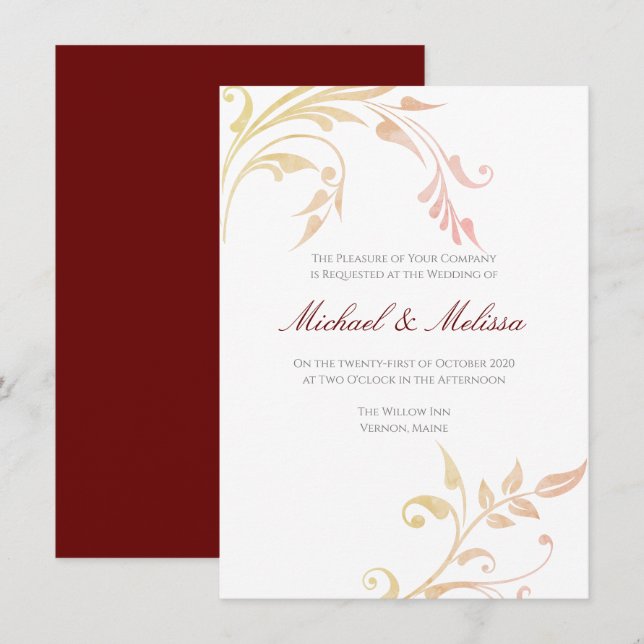 Bröllopsinbjudan hösten Swirl Inbjudningar (Fram/baksida)