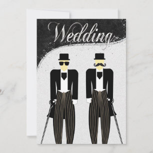 Bröllopsinbjudan i Black and Silver Gay Inbjudningar