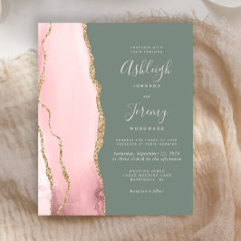Bröllopsinbjudan i Budget Blush Agate Sage Green