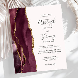 Bröllopsinbjudan i Budget Burgundy Gold Agate Blus