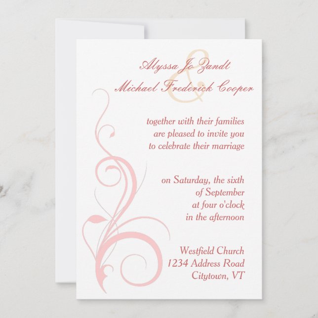 Bröllopsinbjudan i Champagne och  Inbjudningar (Framsida)