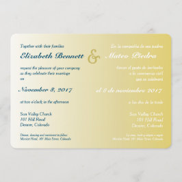 Bröllopsinbjudan i Guld på två språk Inbjudningar