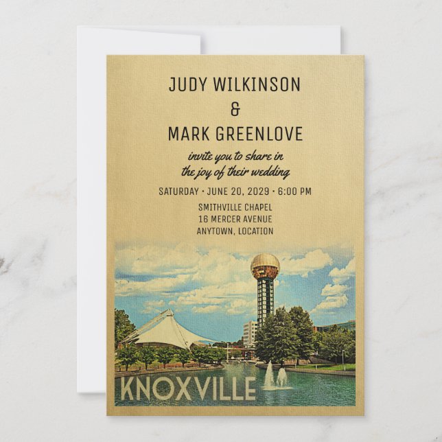 Bröllopsinbjudan i Knoxville Tennessee Inbjudningar (Framsida)