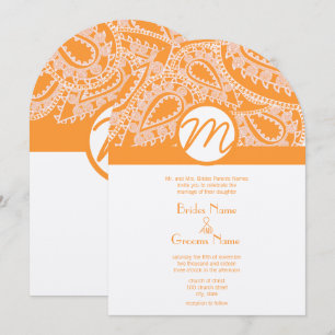 Bröllopsinbjudan i orange paisley inbjudningar