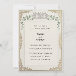 Bröllopsinbjudan i Sage Green Venue Inbjudningar