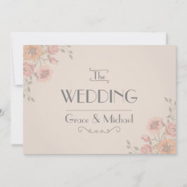 Bröllopsinbjudan i Stil-blommor med vykort