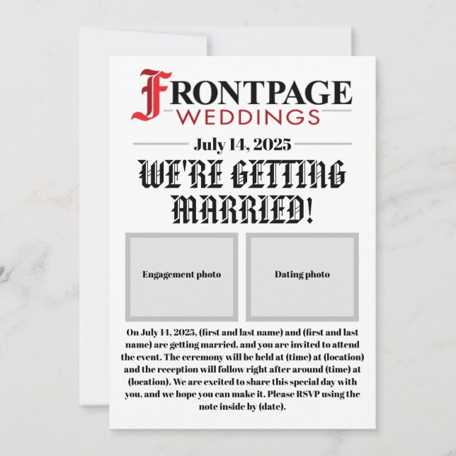 Bröllopsinbjudan i Stil Inbjudningar (Framsida)