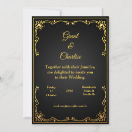 Bröllopsinbjudan i utmärkt kvalitet, guld och svar inbjudningar