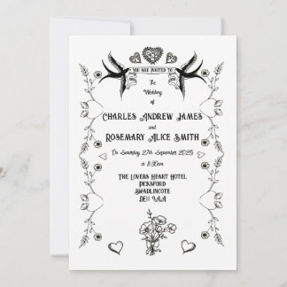 Bröllopsinbjudan i Vintage Tattoo-stil Inbjudningar