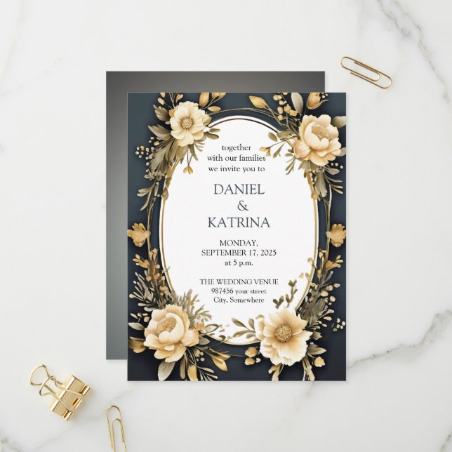 bröllopsinbjudan inbjudan vykort (Fram/Back In Situ)