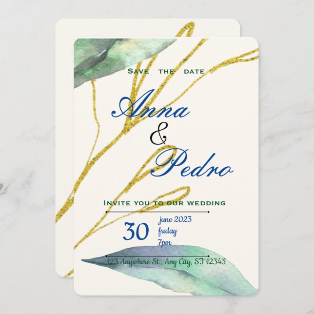 Bröllopsinbjudan Inbjudningar (Fram/baksida)