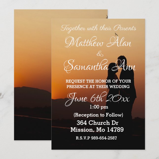 Bröllopsinbjudan Inbjudningar (Fram/baksida)