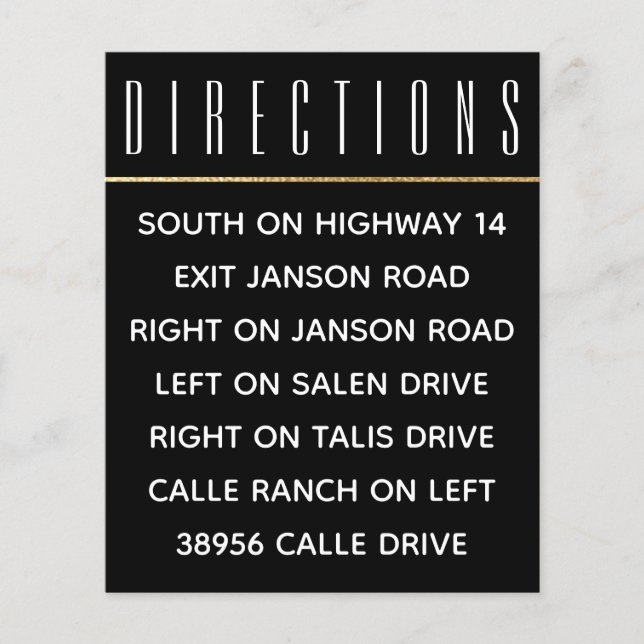 Bröllopsinbjudan Infoga kort Elegant Guld och svar (Framsida)