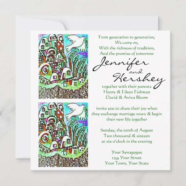Bröllopsinbjudan - Israels stad - Sage Inbjudningar (Framsida)