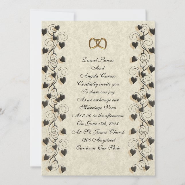Bröllopsinbjudan Ivy hjärtan gräns Inbjudningar (Framsida)