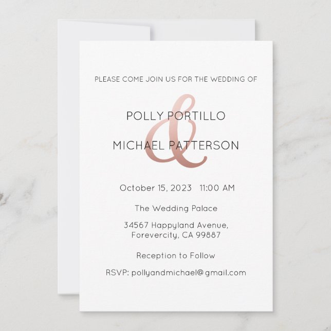 Bröllopsinbjudan, klassisk bröllopsinbjudan inbjudningar (Framsida)