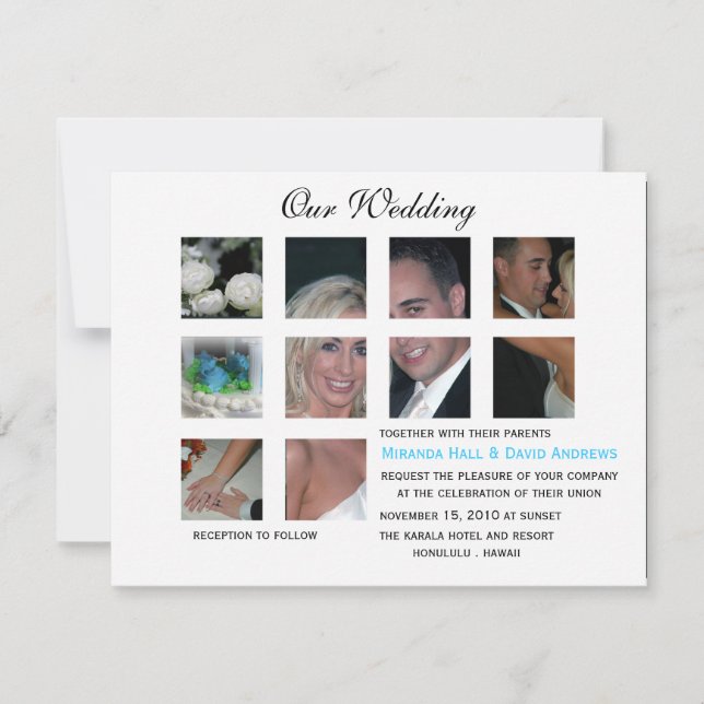 Bröllopsinbjudan - kollage inbjudningar (Framsida)