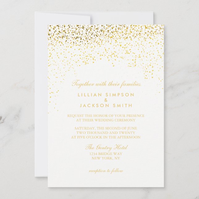 Bröllopsinbjudan - Konfetti - Vit Inbjudningar (Framsida)