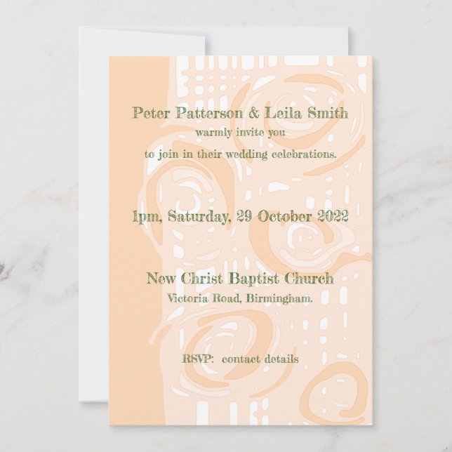 Bröllopsinbjudan Kultur Mosaic Blommigt Peach Inbjudningar (Framsida)