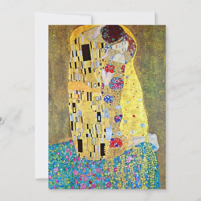 Bröllopsinbjudan, kyssarna av Gustav Klimt Inbjudningar (Framsida)