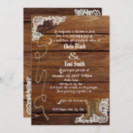 Bröllopsinbjudan land Boots & Snöre Inbjudningar