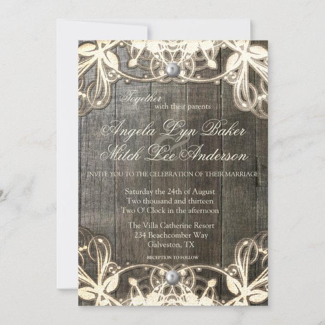 Bröllopsinbjudan Land Snöre och Wood Rustic Weddin Inbjudningar (Framsida)