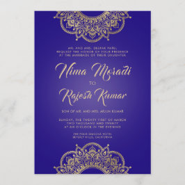 Bröllopsinbjudan, Lila, Guld, Mandala Inbjudningar